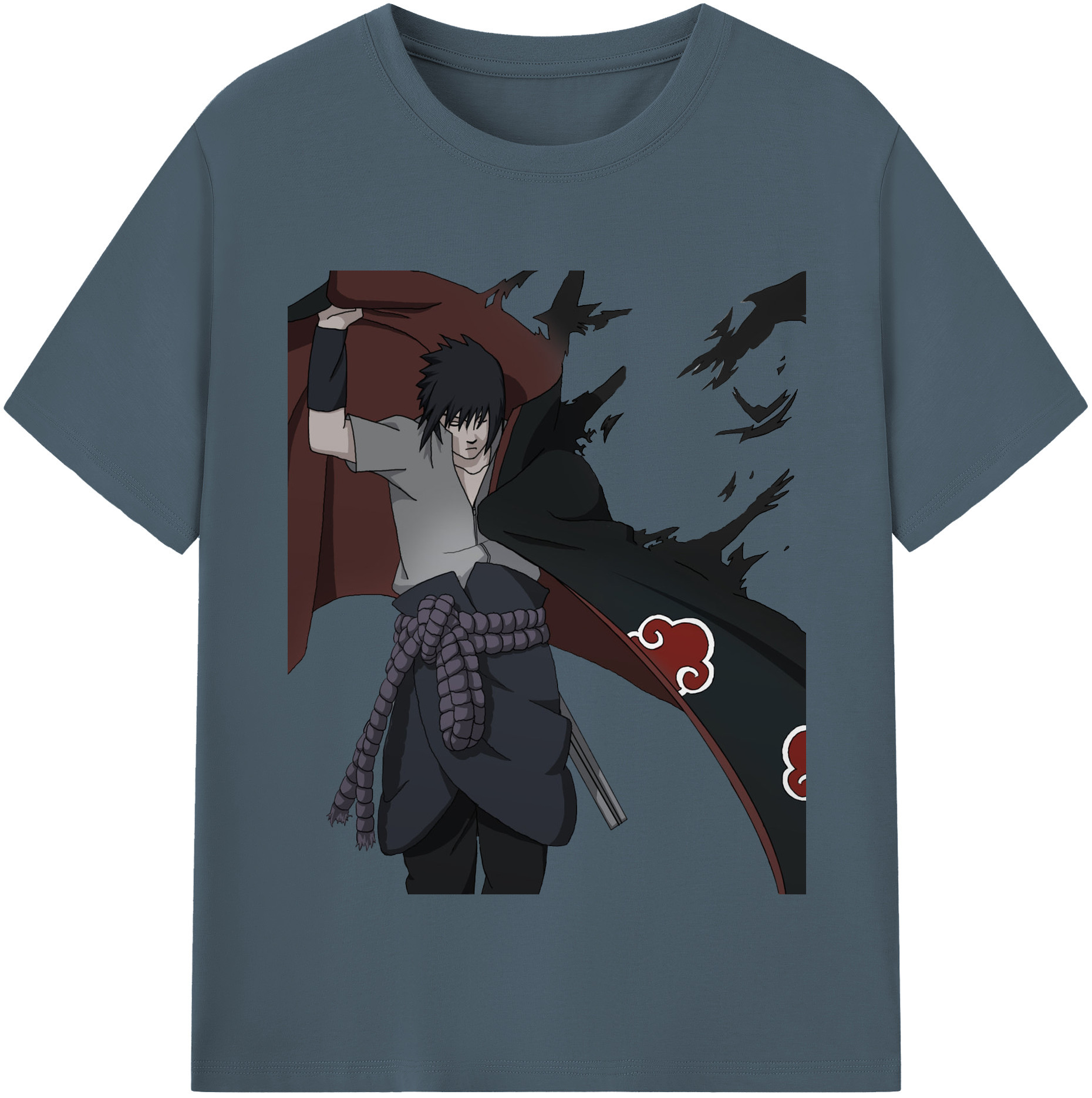 （画像用） NARUTO -ナルト- うちは サスケ Uchiha Sasuke 綿100％半袖Tシャツ（フロントプリント）